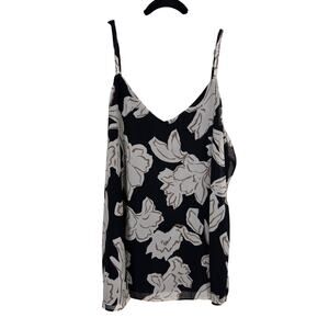 Torrid Camisole Top Womens 4X Black Sophie Chiffon Overlay Floral V-Neck Lined